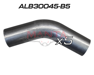 (Pack 5) 3in (76.2mm) 45deg Aluminised Mandrel Bend