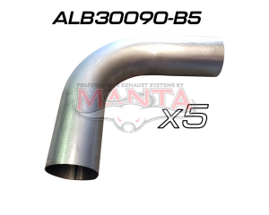 (Pack 5) 3in (76.2mm) 90deg Aluminised Mandrel Bend