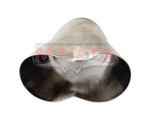 2 x 3in Inlet, 3 1/2in Outlet, Stainless Steel Collector Cone