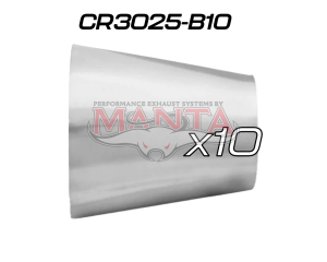 (Pack 10) 3in (76.2mm) to 2 1/2in (63.5mm) x 1.6mm, Stainless Concentric Reducer