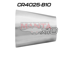 (Pack 10) 4in (101.6mm) to 2 1/2in (63.5mm) x 1.6mm, Stainless Concentric Reducer