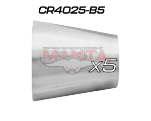 (Pack 5) 4in (101.6mm) to 2 1/2in (63.5mm) x 1.6mm, Stainless Concentric Reducer