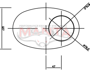 3in, 8in x 5in Oval Offset/Centre, 14in (350mm) Long, Megaflow Muffler - Medium - Aluminised Steel
