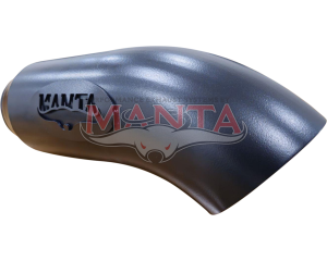 4in (102mm) Outlet, 3in ID Inlet, Long Leg, Manta Badge Left Hand Dump Tip, Stainless Steel Coated B