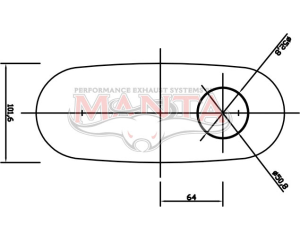 2in, 10in x 4in Oval Offset/Centre, 14in (350mm) Long, Megaflow Muffler - Medium - Aluminised Steel