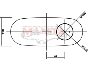 2 1/4in, 10in x 4in Oval Offset/Centre, 14in (350mm) Long, Triflow/Turbo Muffler - Quiet