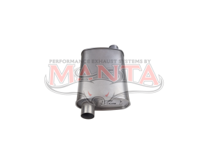 2 1/4in, 10in x 4in Oval Offset/Offset, 14in (350mm) Long, Megaflow Muffler - Medium - Aluminised