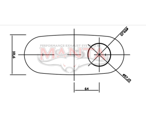 2 1/4in, 10in x 4in Oval Offset/Offset, 14in (350mm) Long, Triflow/Turbo Muffler - Quiet