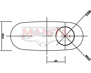 2 1/2in, 10in x 4in Oval Offset/Centre, 14in (350mm) Long, Triflow/Turbo Muffler - Quiet