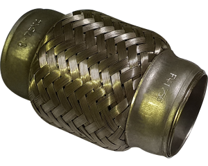 1 3/4in ID x 100mm (4in) Stainless Steel Flex Bellow, Double Braided Liner
