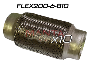 (Pack 10) 2in ID x 152mm (6in) Stainless Steel Flex Bellow, Double Braided Liner