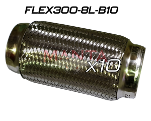 (Pack 10) 3in ID x 203mm (8in) Stainless Steel Flex Bellow With Interlock Tube Liner