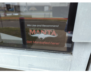 Get Mantafied Here! Dealer door sticker