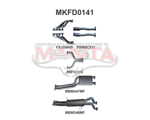 Ford BA BF V8 4V Ute 2.5in Dual With Extractors Muffler/Muffler