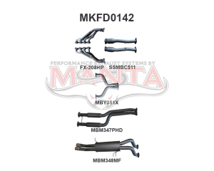 Ford BA BF V8 4V Ute 2.5in Dual With Extractors Hotdog/Muffler