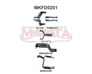 Ford FG GT 5.0L V8 SDN 2.5in L & R With Extractors Hotdog/Muffler