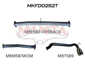 Ford PX2 Ranger 3in DPF Back Without Muffler, Twin Tip Side Exit