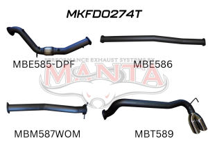 Ford PX2 Ranger 3in Turbo Back Without Cat & Without Muffler, Twin Tip Side Exit