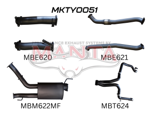 Toyota Landcruiser VDJ200 3in Dual NO Cat, W/Muffler, Exit L&R