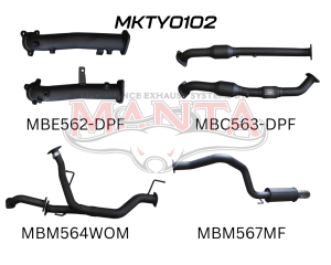 Toyota Landcruiser VDJ200 DPF 2.5in With Cat, Muffler Rear, Dump Tip