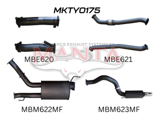 Toyota Landcruiser VDJ200 3in DUAL NO CAT, W/Muffler, 4in EXIT W/Rear MUF
