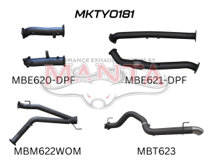 Toyota Landcruiser VDJ200 V8 DPF 3in Dual Turbo Back, Pipe Only system, 4in Tailpipe Exit