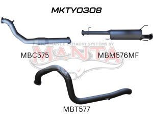 Toyota KDJ120, 150 PRADO 3.0L D4D 3in WITH CAT, NO REAR MUFFLER