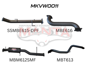 Volkswagen V6 Amarok 3in DUMP PIPE BACK With Small Muffler Extended Tailpipe