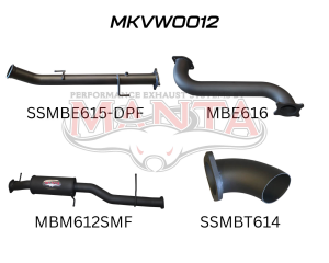 Volkswagen V6 Amarok 3in DUMP PIPE BACK With Small Muffler Dump At Diff