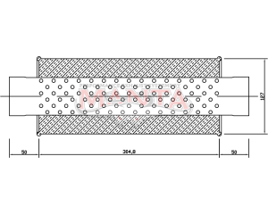 2 1/2in, 5in Round Centre/Centre, 12in (300mm) Long, Megaflow Muffler - Medium - Aluminised Steel