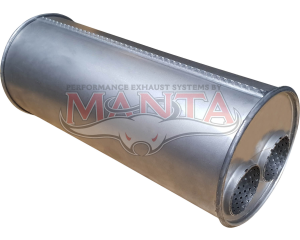 2 1/2in twin, 7in Round Offset/Same Side, 18in (450mm) Long, Megaflow Muffler - Aluminised Steel