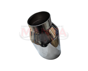 2 1/2in Inlet, 4in Outlet, 8in Long, Round, 15 deg Angle Cut (Polished Inner Cone), Stainless Steel