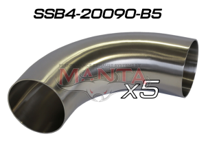(Pack 5) 2in (50.8mm) 90deg Std Leg 409g Stainless Mandrel Bend