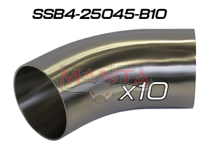 (Pack 10) 2.5in (63.5mm) 45deg Std Leg 409g Stainless Mandrel Bend