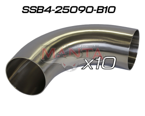 (Pack 10) 2.5in (63.5mm) 90deg Std Leg 409g Stainless Mandrel Bend