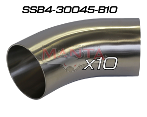 (Pack 10) 3in (76.2mm) 45deg Std Leg 409g Stainless Mandrel Bend