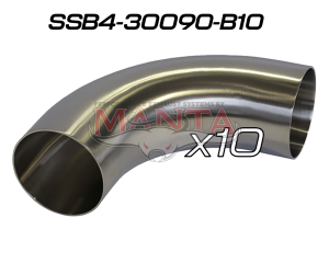 (Pack 10) 3in (76.2mm)) 90deg Std Leg 409g Stainless Mandrel Bend
