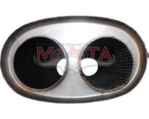 3in, 8in x 5in Oval Centre/Centre, Twin In/Twin Out, 20in (500mm) Long, Megaflow Muffler - Medium