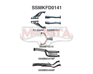 Ford BA BF V8 4V Ute 2.5in Dual With Extractors Muffler/Muffler