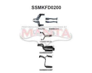 Ford FG GT 5.0 V8 Sedan 2.5in L & R With Extractors Muffler/Muffler