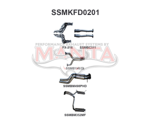 Ford FG GT 5.0L V8 SDN 2.5in L & R With Extractors Hotdog/Muffler