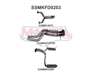 Ford FG GT 5.0 V8 SDN 2.5in L & R Catback Hotdog/Muffler