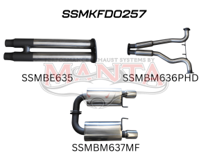 FORD MUSTANG V8 FM 2015 - 2017 3in DUAL CATBACK WITH CENTRE HOTDOG AND REAR MUFFLERS WITH TWIN TIPS