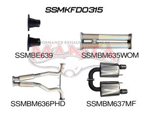 FORD MUSTANG V8 FM 2015 - 2017 3in CATBACK WITHOUT CENTRE MUFFLER WITH REAR MUFFLERS & TWIN TIPS