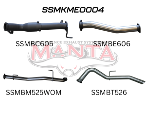 Mercedes X-Class 2.3L 3in Turbo Back Exhaust System With Cat, no muffler