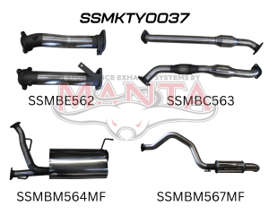 Toyota Landcruiser VDJ200 2.5in With Cat Muffler Centre & Rear, Dump Tip