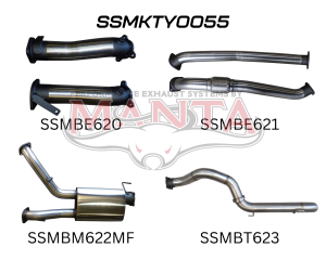 Toyota Landcruiser VDJ200 3in Dual NO Cat, W/Muffler, 4in Exit