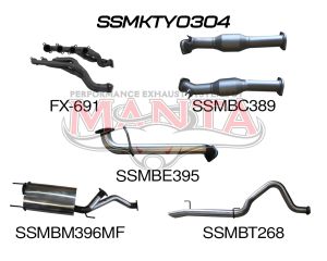 Toyota UZJ100 LANDCRUISER 4.7L V8 EXTRACTORS, CATS & 3in EXHAUST WITH CENTRE MUFFLER & REAR TAILPIPE
