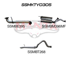 Toyota UZJ100 LANDCRUISER 4.7L V8 3in CAT-BACK EXHAUST WITH CENTRE MUFFLER & REAR TAILPIPE