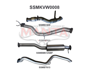 Volkswagen Amarok 2.0L 3in Later Model Tailpipe Exit Sports Muffler